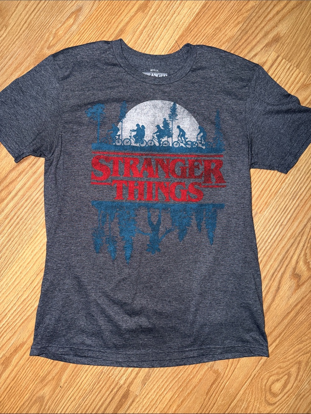 Netflix Stranger Things Logo Tee - Charcoal with White Print